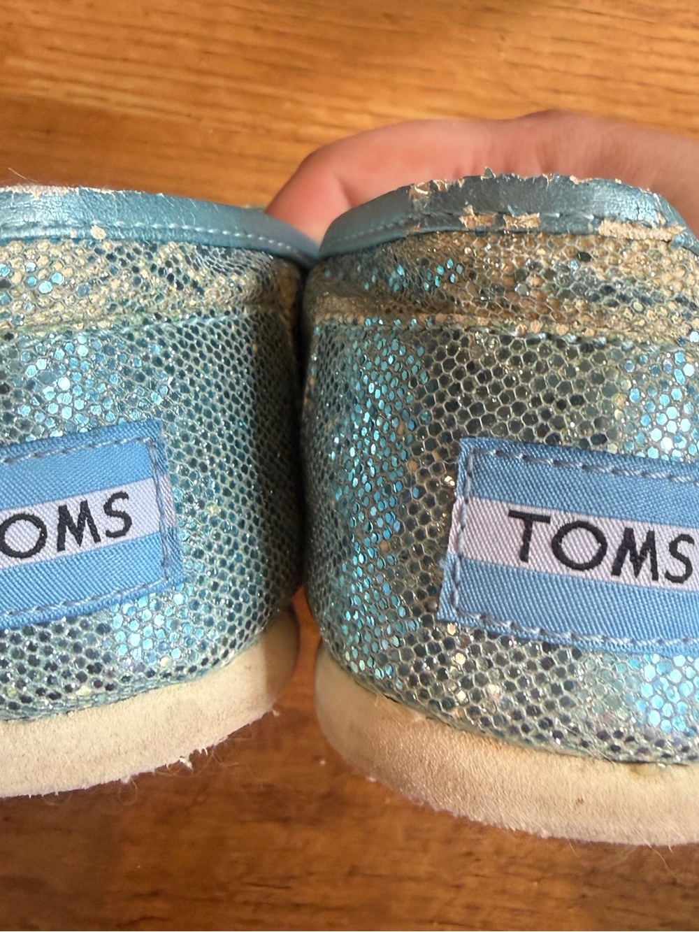 Women’s 9 turquoise/light blue glitter toms slip on shoes flats espadrilles - Picture 6 of 6